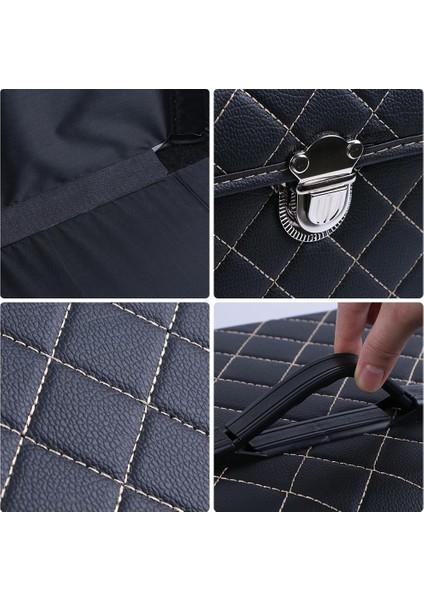 Kahverengi-Bej-Küçük Katlanır Araba Saklama Kutusu Pu Deri Araba Bagaj Organizatör Üst Sınıf Organizatör Çantaları Sedan Suv Mpv Için Oto Gövde Multiuse Alet Kutusu (Yurt Dışından) modelleri