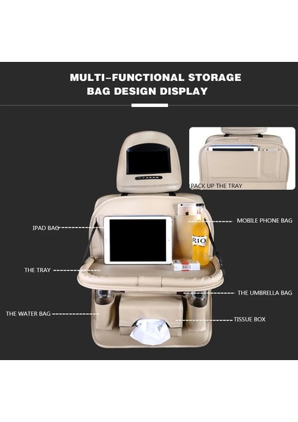 Turuncu 2 Pu Deri Ped Çanta Araba Koltuğu Arka Organizatör Katlanabilir Masa Tepsisi Seyahat Saklama Çantası Katlanabilir Yemek Masası Araba Koltuğu Saklama Çantası (Yurt Dışından) modelleri