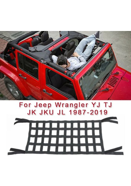 1 Adet Çatı Hamak Siyah Örgü Kargo Ağı Jeep Wrangler Yj Tj Jk Jl Pratik Araba Aksesuarları Araba Çatı Depolama Kemeri Net (Yurt Dışından)