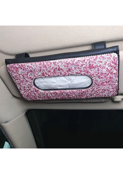 Güneşlik Pembe Lüks Araba Doku Tutucu ile Elmas Kristal Doku Durumda Kağıt Kutusu Ev Ofis Kadınlar Için Rhinestone Araba Iç Aksesuarları (Yurt Dışından)