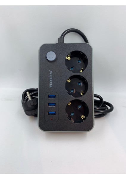 Termal Akım Korumalı 3'lü Priz 3x USB Uzatma 2m Kablo Uzunluğu modelleri