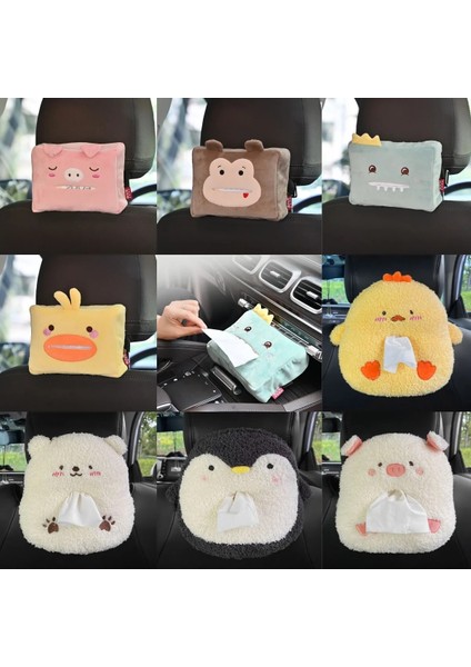 Gümüş Rengi Araba Doku Kutusu Sevimli Peluş Hayvanlar Peçete Doku Kağıt Tutucu Taşınabilir Çekmece Kutusu Araba Styling Çok Fonksiyonlu Araba Malzemeleri Kadınlar (Yurt Dışından)