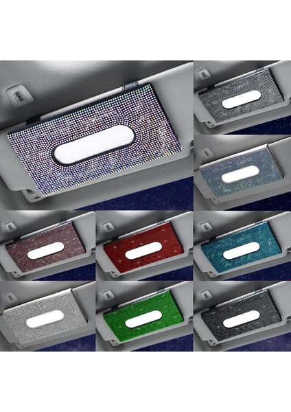 Gökkuşağı Pırlanta Siyah Araba Doku Kutusu Güneşlik Maske Kutusu Elmas Oto Doku Kağıt Tutucu Maske Kılıf Sunvisor Asılı Peçete Oto Iç Aksesuarları (Yurt Dışından)