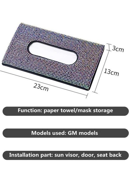 Gökkuşağı Pırlanta Siyah Araba Doku Kutusu Güneşlik Maske Kutusu Elmas Oto Doku Kağıt Tutucu Maske Kılıf Sunvisor Asılı Peçete Oto Iç Aksesuarları (Yurt Dışından)