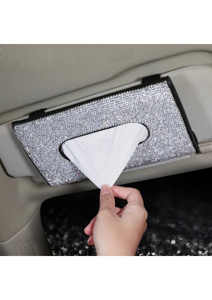 Kristal ile Siyah Elmas Araba Doku Kutusu Havlu Seti Araba Güneşlik Doku Kutusu Tutucu Kristal Taklidi Oto Iç Depolama Dekorasyon Aksesuarları (Yurt Dışından) fiyatları