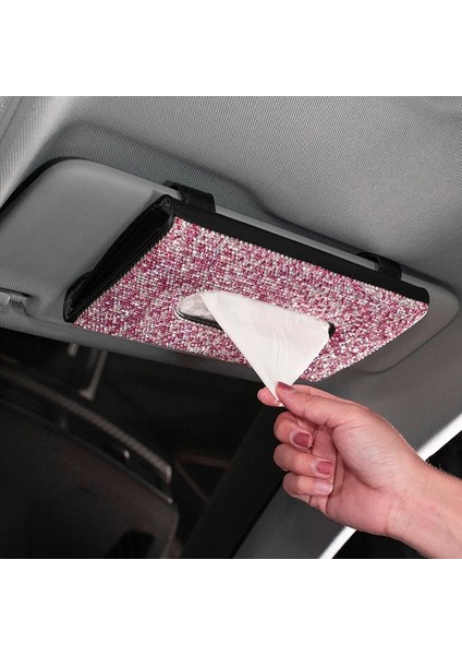 Kristal ile Siyah Elmas Araba Doku Kutusu Havlu Seti Araba Güneşlik Doku Kutusu Tutucu Kristal Taklidi Oto Iç Depolama Dekorasyon Aksesuarları (Yurt Dışından) indirimleri