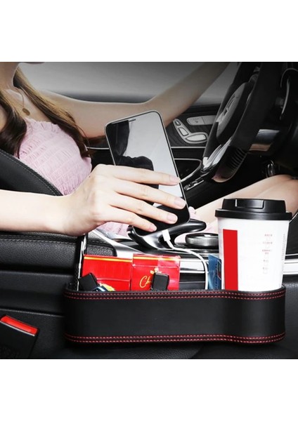Pu Siyah Sol Araba Koltuğu Boşluk Organizatör Çatlak Saklama Kutusu Cüzdan Telefon Kartı Için Yarık Cep Pu Yüksek Kapasiteli Cep Gövde Oto Aksesuarları (Yurt Dışından) fiyatları