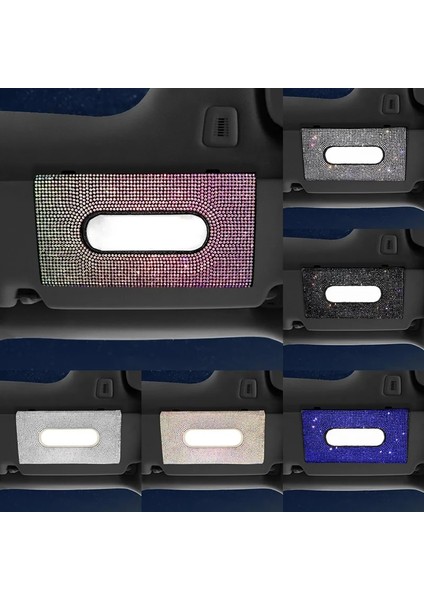 Siyah Ar Rhinestone Doku Kutusu Tutucu High-End Lüks Güneşlik Çok Renkli Kağıt Kutusu Bling Oto Iç Depolama Araba Aksesuarları (Yurt Dışından)