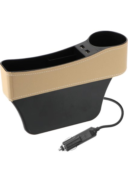 Bej Sol Araba Koltuğu Boşluğu Saklama Kutusu Kutusu USB Şarj Adaptörü Telefon Standı Şişe Bardak Tutucu Iç Organizatör 4x4 Otomobil Aksesuarları (Yurt Dışından)