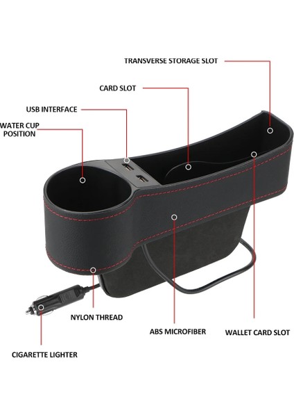 Bej Sol Araba Koltuğu Boşluğu Saklama Kutusu Kutusu USB Şarj Adaptörü Telefon Standı Şişe Bardak Tutucu Iç Organizatör 4x4 Otomobil Aksesuarları (Yurt Dışından)