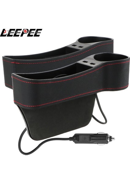 Sol Siyah Araba Organizatör Oto Aralık Cep Çift USB Şarj Telefon Şişe Bardak Tutucu Koltuk Boşluğu Yarık Deri Saklama Kutusu Araba Aksesuarları (Yurt Dışından) modelleri