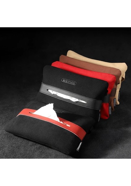 Siyah ve Kırmızı-1 Adet Weihao Süet Süet Araba Koltuğu Arka Doku Kutusu Kapağı Peçete Kağıt Saklama Kutusu Kasa Tutucu Araba, Araba Dekorasyon (Yurt Dışından) modelleri