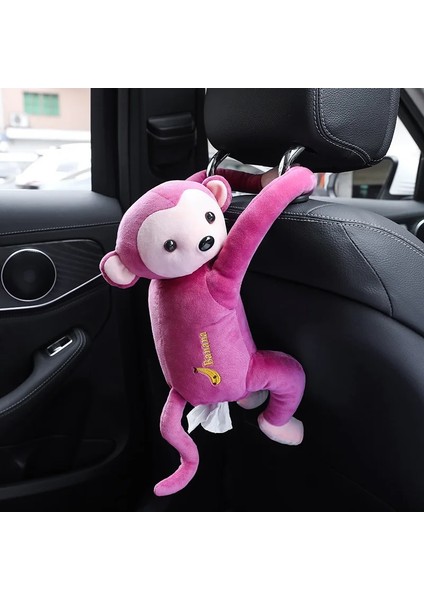 Pembe Araba Yaratıcı Karikatür Sevimli Maymun Kağıt Kutusu Araba Asılı Kağıt Peçete Doku Kutusu Kapak Tutucu Araba Ev Ofis Hediye Için Taşınabilir (Yurt Dışından)