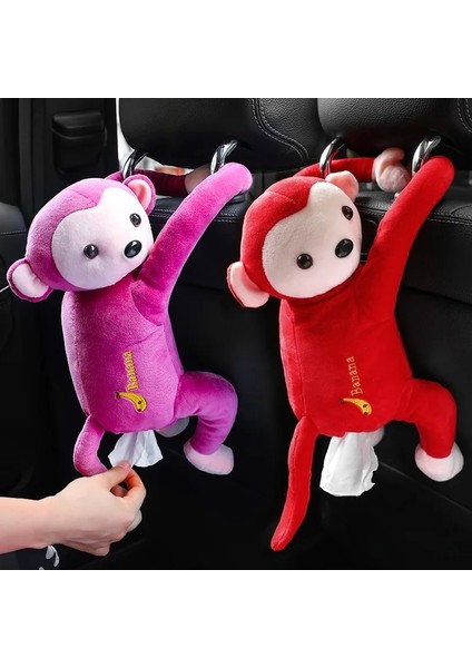Pembe Araba Yaratıcı Karikatür Sevimli Maymun Kağıt Kutusu Araba Asılı Kağıt Peçete Doku Kutusu Kapak Tutucu Araba Ev Ofis Hediye Için Taşınabilir (Yurt Dışından)