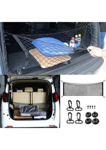70X70 cm 92.5X42CM Araba Bagajı Arka Depolama Kargo Bagaj Naylon Elastik Net Tutucu 4 Plastik Kancalı Cep Araba Van Pickup Suv Mpv (Yurt Dışından) indirimleri