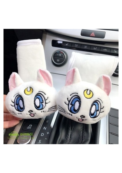 1 Takım Beyaz Stil Peluş Kitty Araba Yastıkları Luna Kedi Koltuk Boyun Desteği Araba Kafalık Yastığı Oto Boyun Dayanağı Yastığı Iç Araba Aksesuarları (Yurt Dışından)