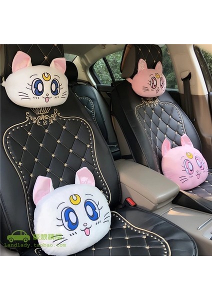 1 Takım Beyaz Stil Peluş Kitty Araba Yastıkları Luna Kedi Koltuk Boyun Desteği Araba Kafalık Yastığı Oto Boyun Dayanağı Yastığı Iç Araba Aksesuarları (Yurt Dışından) indirimleri