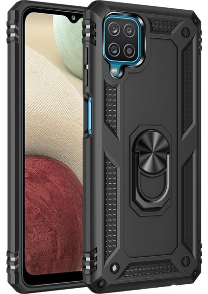 Samsung Galaxy M32 Kılıf Sofya Yüzüklü Silikon Kapak - Siyah 300099