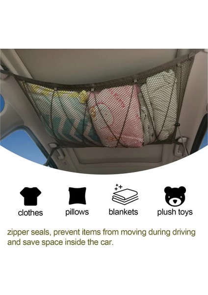 Ordu Yeşili Yükseltme Araba Tavan Depolama Ağı Çatı Iç Saklama Çantası Araba Depolama Ağı Araba Iç Kargo Ağı Çanta Çeşitli Eşyalar Saklama Çantası (Yurt Dışından) fiyatları