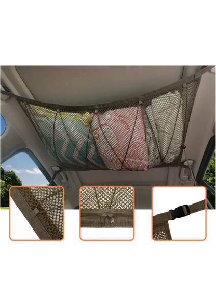 Ordu Yeşili Yükseltme Araba Tavan Depolama Ağı Çatı Iç Saklama Çantası Araba Depolama Ağı Araba Iç Kargo Ağı Çanta Çeşitli Eşyalar Saklama Çantası (Yurt Dışından) modelleri