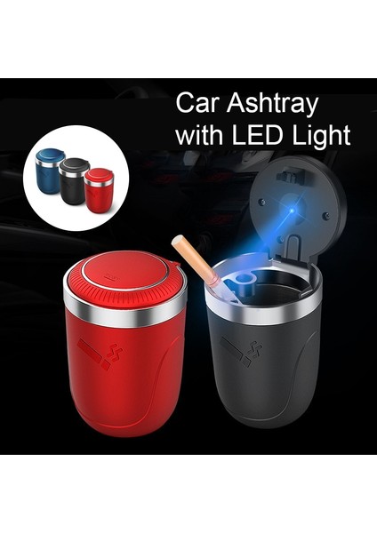 Mavi LED Işık ile Araba Küllük Itme Tipi Iç Dekorasyon Yaratıcı Çok Fonksiyonlu Oto Araç Sigara Küllük Tutucu Dekor (Yurt Dışından)