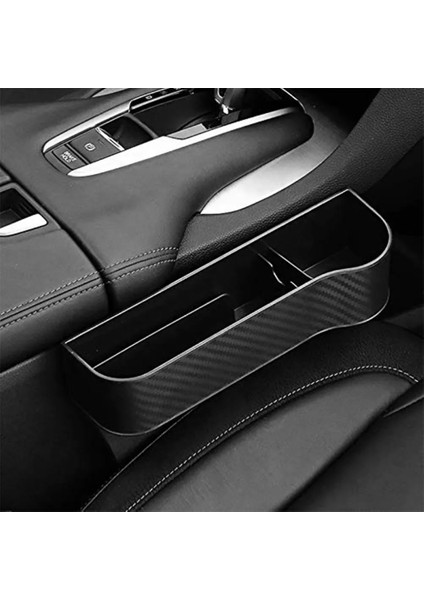 Bir Siyah Sağ Araba Koltuğu Evrensel Depolama Alanı Karbon Fiber Plastik Koltuk Boşluğu Saklama Kutusu Çok Fonksiyonlu Organizatör Yan Cep Telefonu Kartı Pock (Yurt Dışından)