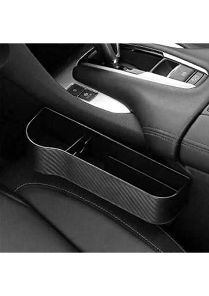 Bir Siyah Sağ Araba Koltuğu Evrensel Depolama Alanı Karbon Fiber Plastik Koltuk Boşluğu Saklama Kutusu Çok Fonksiyonlu Organizatör Yan Cep Telefonu Kartı Pock (Yurt Dışından) fiyatları