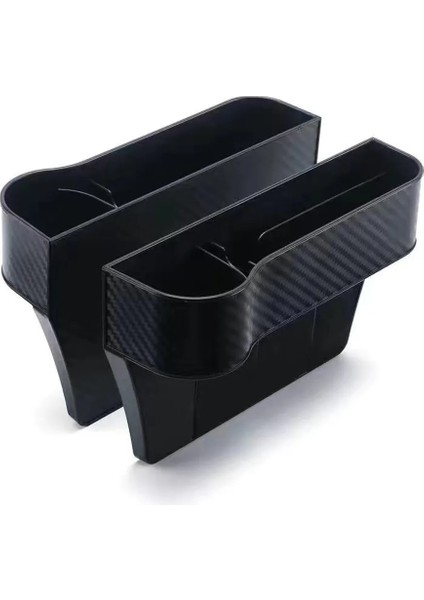 Bir Siyah Sağ Araba Koltuğu Evrensel Depolama Alanı Karbon Fiber Plastik Koltuk Boşluğu Saklama Kutusu Çok Fonksiyonlu Organizatör Yan Cep Telefonu Kartı Pock (Yurt Dışından) fırsatları