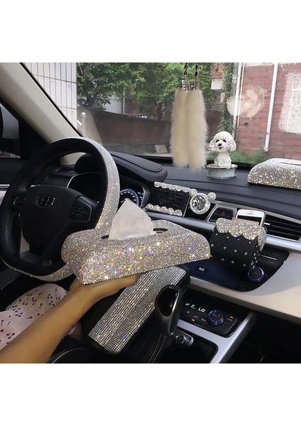 Vizör Kağıt Tutucu Yaratıcı Bling Kristal Elmas Araba Süsleri Dekorasyon Araba Doku Kutusu Kağıt Tutucu Depolama Taklidi Araba Iç Aksesuarları (Yurt Dışından)