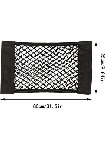 25X80CM Araba Arka Arka Bagaj Koltuğu Saklama Çantası Oto Aksesuarları Organizatör Çift Katlı Elastik Dize Net Sihirli Etiket Cep Çanta Örgü (Yurt Dışından)
