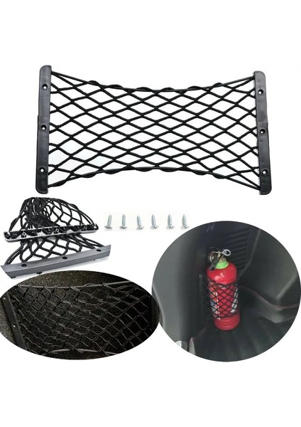 Araba Bagaj Organizatör Arka Bagaj Yan Kargo Ağı Elastik Depolama Mesh Yangın Söndürücü Bagaj Duvar Sticker Kılıfı Çanta (Yurt Dışından)