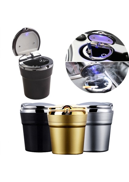 Altın LED Işık ile 100% Araba Küllük Sigara Dumanı Seyahat Sökücü Kül Silindiri Araba Dumansız Duman Bardak Tutucu Oto Aksesuarları (Yurt Dışından) modelleri
