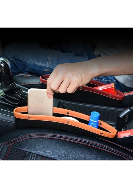Siyah 1 Adet Araba Organizatör Depolama Araba Koltuğu Yarık Boşluk Cep Çok Fonksiyonlu Sürücü Koltuğu Catcher Bardak Tutucu Araba Aksesuarları Pu Deri (Yurt Dışından)