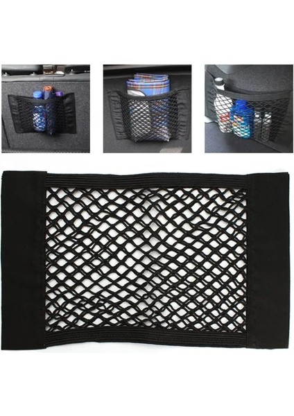 25X30CM Araba Arka Bagaj Depolama Net Koltuk Elastik Dize Net Sihirli Etiket Örgü Saklama Çantası Iç Depolama Ağı (Yurt Dışından)