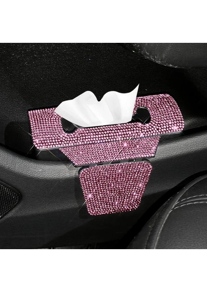Pembe Araba Kapı Yan Doku Tutucu Için Bling Doku Tutucu Taklidi Araba Aksesuarları Sparkly Kristal Kadın Kız Oto Plastik Kutu (Yurt Dışından)