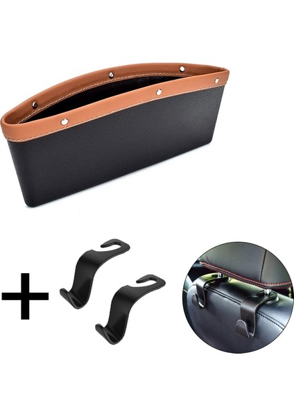 2 Kanca ile Turuncu Ar Koltuk Boşluğu Organizatör Dolgu Araba Merkezi Konsolları Organizatör Depolama Cebi Evrensel Araba Aksesuarları Kadınlar Için Iç (Yurt Dışından)
