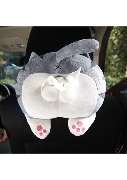 Peluş Kedi Popo Mendil Kutusu Taşınabilir El Kağıt Kutusu Araba Doku Kutusu Karikatür Yaratıcı Araba Kol Dayama Kutusu Kağıt Kutusu (Yurt Dışından)