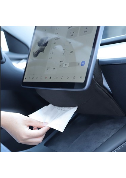 Siyah Tesla Modeli Için 3 Y x S Araba Doku Kutusu Arkasında Gizli Ekran Peçete Doku Kağıt Tutucu Iç Kağıt Depolama Araba Aksesuarları (Yurt Dışından)