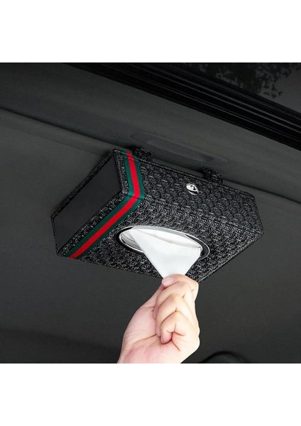A-Bej 1 Adet Dokuma Siyah Kayış Klip Tarzı Araba Doku Kutusu Güneşlik Doku Kutusu Tutucu Volkswagen Toyota Oto Iç Aksesuarları Için (Yurt Dışından)