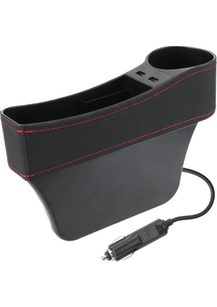 Siyah Sol Araba Koltuğu Boşluğu Saklama Kutusu Kutusu USB Şarj Adaptörü Telefon Standı Şişe Bardak Tutucu Iç Organizatör 4x4 Otomobil Aksesuarları (Yurt Dışından)