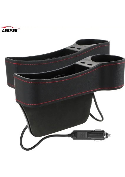 Siyah Sol Araba Koltuğu Boşluğu Saklama Kutusu Kutusu USB Şarj Adaptörü Telefon Standı Şişe Bardak Tutucu Iç Organizatör 4x4 Otomobil Aksesuarları (Yurt Dışından) fırsatları