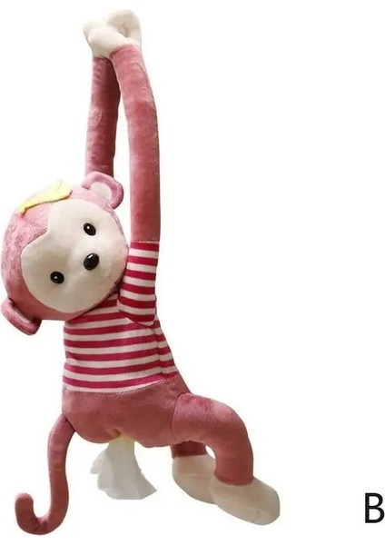 Pembe Araba Iç Araba Doku Kutusu Yaratıcı Maymun Peluş Doku Pompalama Maymun Ev Arabası ile Pompalama Asılı Doku V6X9 (Yurt Dışından)