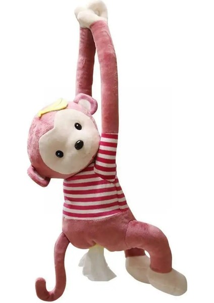 Pembe Araba Iç Araba Doku Kutusu Yaratıcı Maymun Peluş Doku Pompalama Maymun Ev Arabası ile Pompalama Asılı Doku V6X9 (Yurt Dışından)
