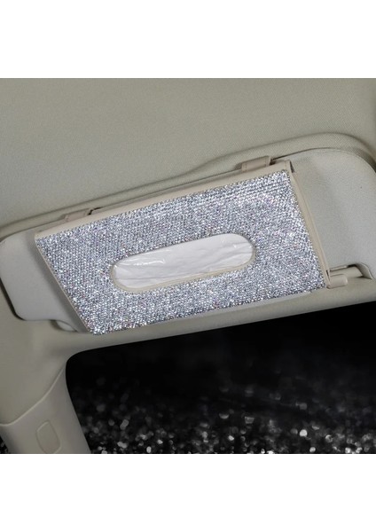 Güneşlik Bej Lüks Araba Doku Tutucu ile Elmas Kristal Doku Durumda Kağıt Kutusu Ev Ofis Kadınlar Için Rhinestone Araba Iç Aksesuarları (Yurt Dışından)