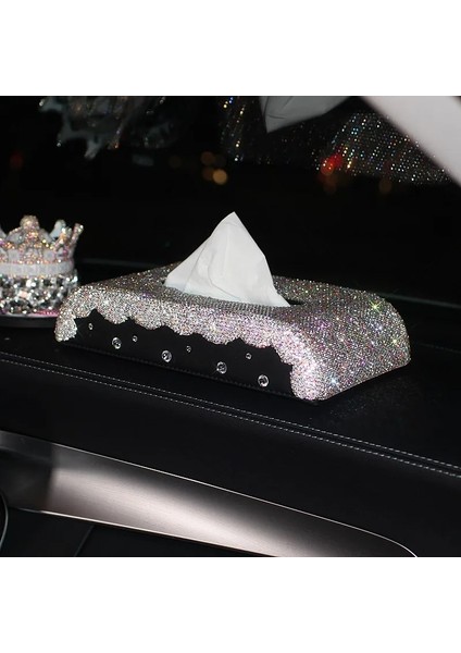 Güneşlik Bej Lüks Araba Doku Tutucu ile Elmas Kristal Doku Durumda Kağıt Kutusu Ev Ofis Kadınlar Için Rhinestone Araba Iç Aksesuarları (Yurt Dışından) modelleri