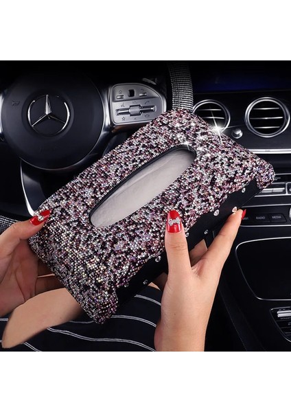 Güneşlik Bej Lüks Araba Doku Tutucu ile Elmas Kristal Doku Durumda Kağıt Kutusu Ev Ofis Kadınlar Için Rhinestone Araba Iç Aksesuarları (Yurt Dışından) fırsatları