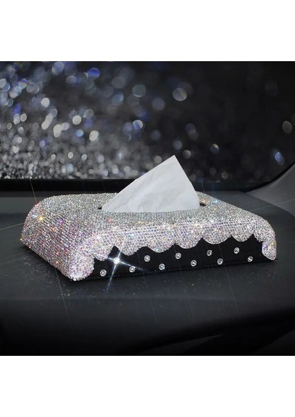 Güneşlik Bej Lüks Araba Doku Tutucu ile Elmas Kristal Doku Durumda Kağıt Kutusu Ev Ofis Kadınlar Için Rhinestone Araba Iç Aksesuarları (Yurt Dışından) indirimleri