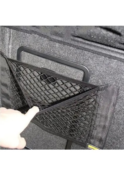 Siyah Evrensel Araba Koltuğu Yan Sırt Çantası Bagaj Net Çanta Telefon Tutucu Cep Organizatör Istifleme Toplama 40CM * 25CM Mesh Araba (Yurt Dışından)