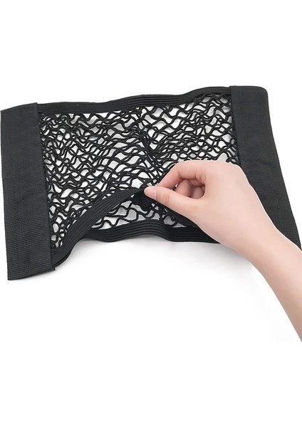 Siyah Evrensel Araba Koltuğu Yan Sırt Çantası Bagaj Net Çanta Telefon Tutucu Cep Organizatör Istifleme Toplama 40CM * 25CM Mesh Araba (Yurt Dışından)