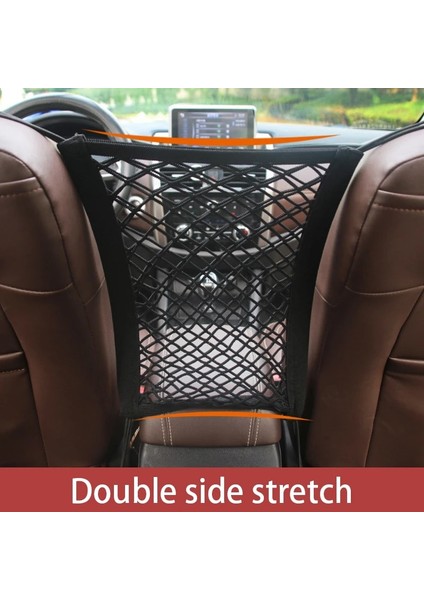 No.1 Boyutu Araba Ön Koltuk Depolama Örgü Cep Evrensel Çift Katmanlı Depolama Net Saklama Çantası Her Iki Tarafta Çift Katmanlı Elastik (Yurt Dışından)
